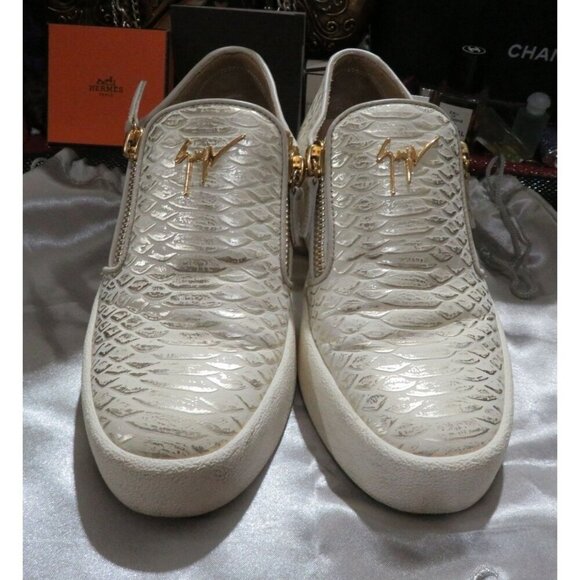 Giuseppe Zanotti Python Embossed Italian Leather Devon Skate Shoes Sneakers 39 8 - Picture 2 of 9